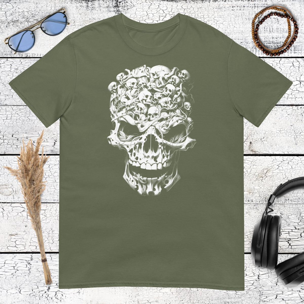 Skulls Within Skull T-Shirt – military green, front view