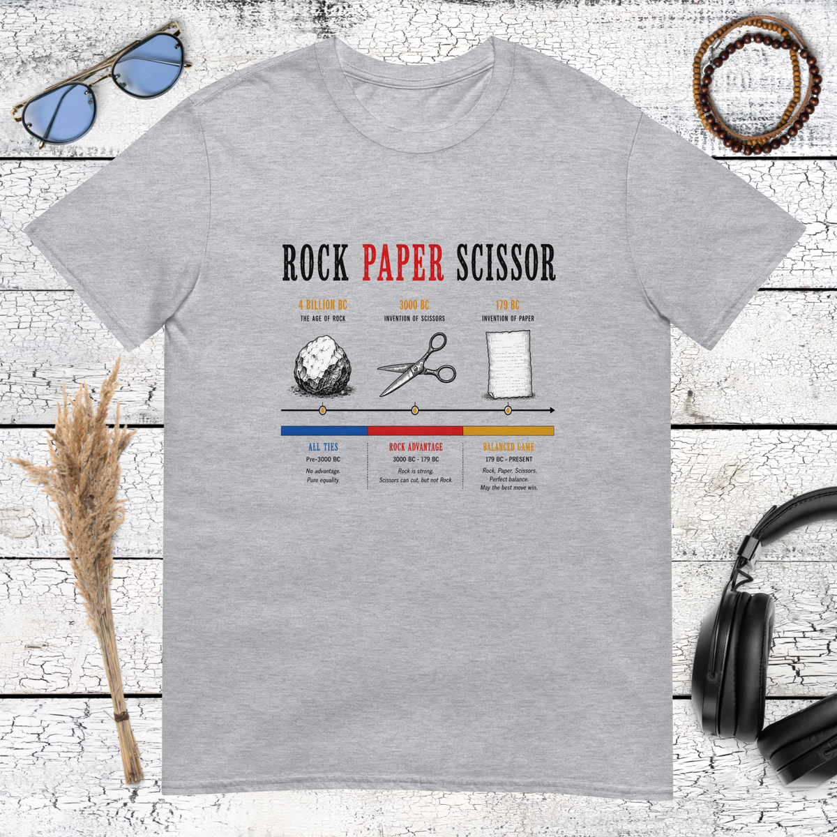 Product mockuClassic sport grey t-shirt with a humorous science fiction and game parody illustrationp