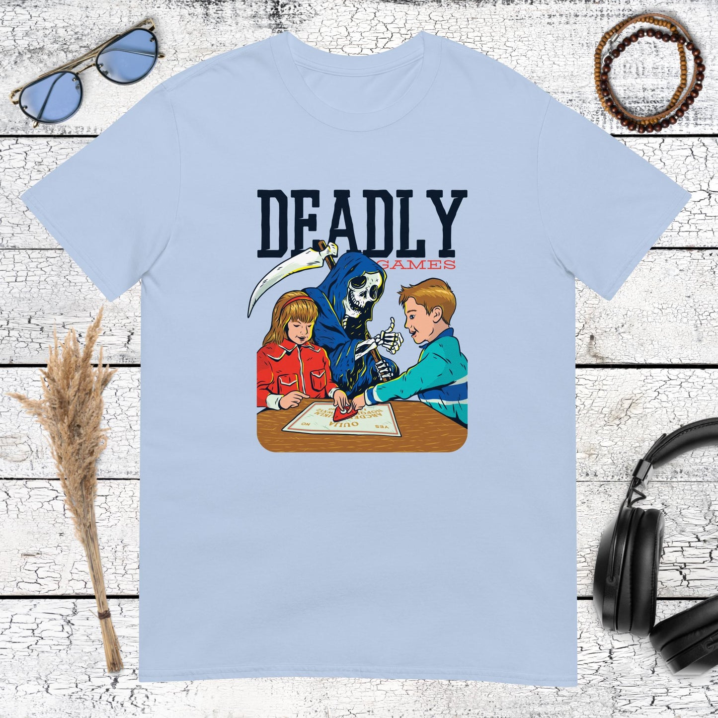 Playful but dark geek culture illustration showing the Grim Reaper at a gaming station