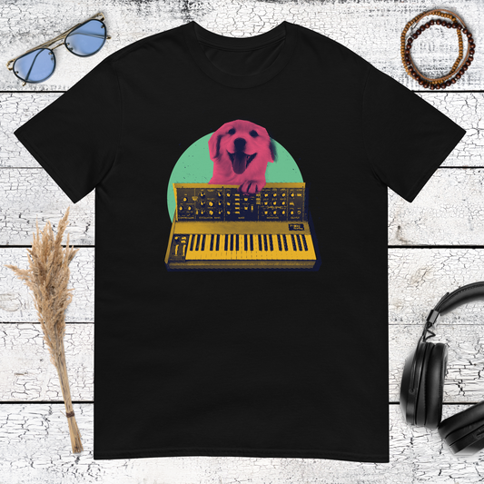 Synth Dog T-Shirt – black, front view
