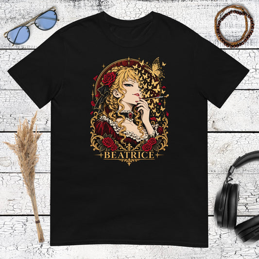 Beatrice Gothic Art T-Shirt – black, front view