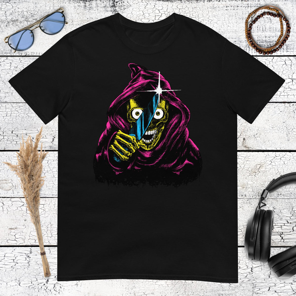 Neon Reaper T-Shirt – black, front view