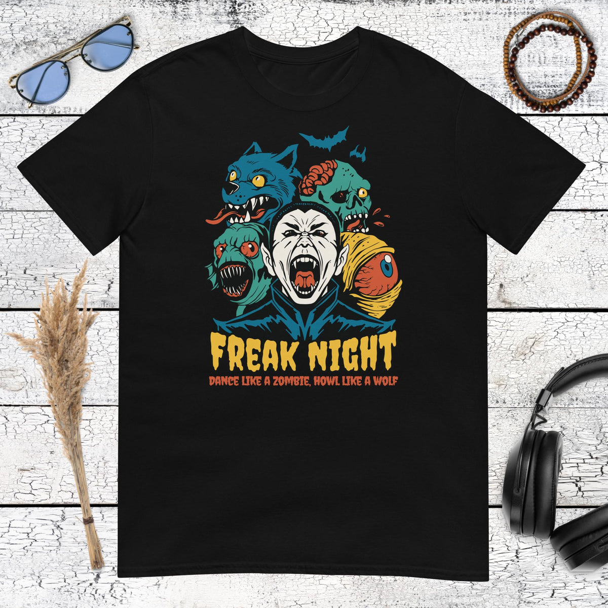 Freak Night Monster Party T-Shirt – black, front view