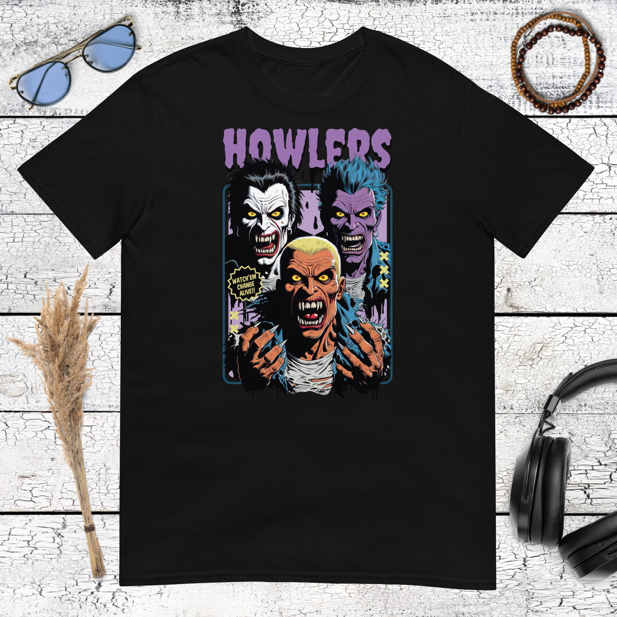 Howlers Vampire Horror T-Shirt – black, front view