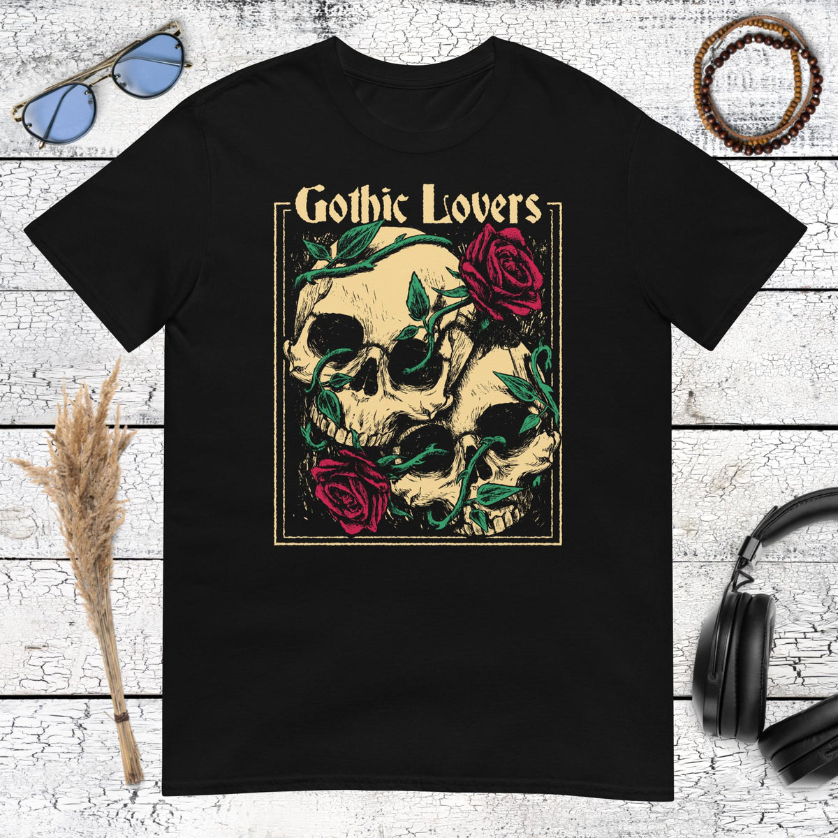 Gothic Lovers Skull T-Shirt – black, front view