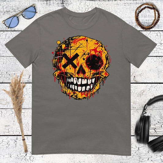 Basquiat Inspired Graffiti Skull T-Shirt – charcoal, front view