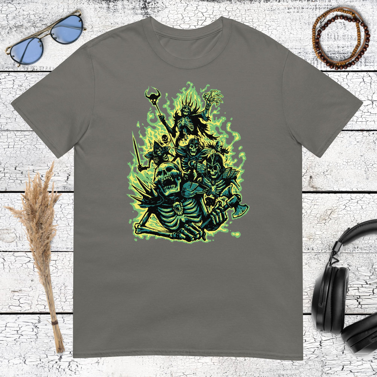 Undead Army Skeleton Horror T-Shirt – charcoal, front view