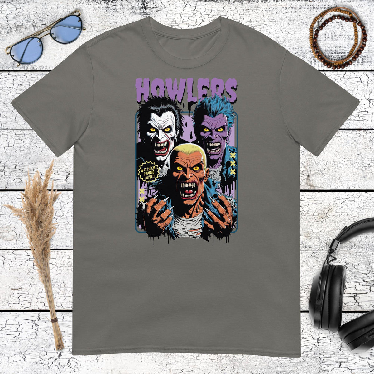 Howlers Vampire Horror T-Shirt – charcoal, front view