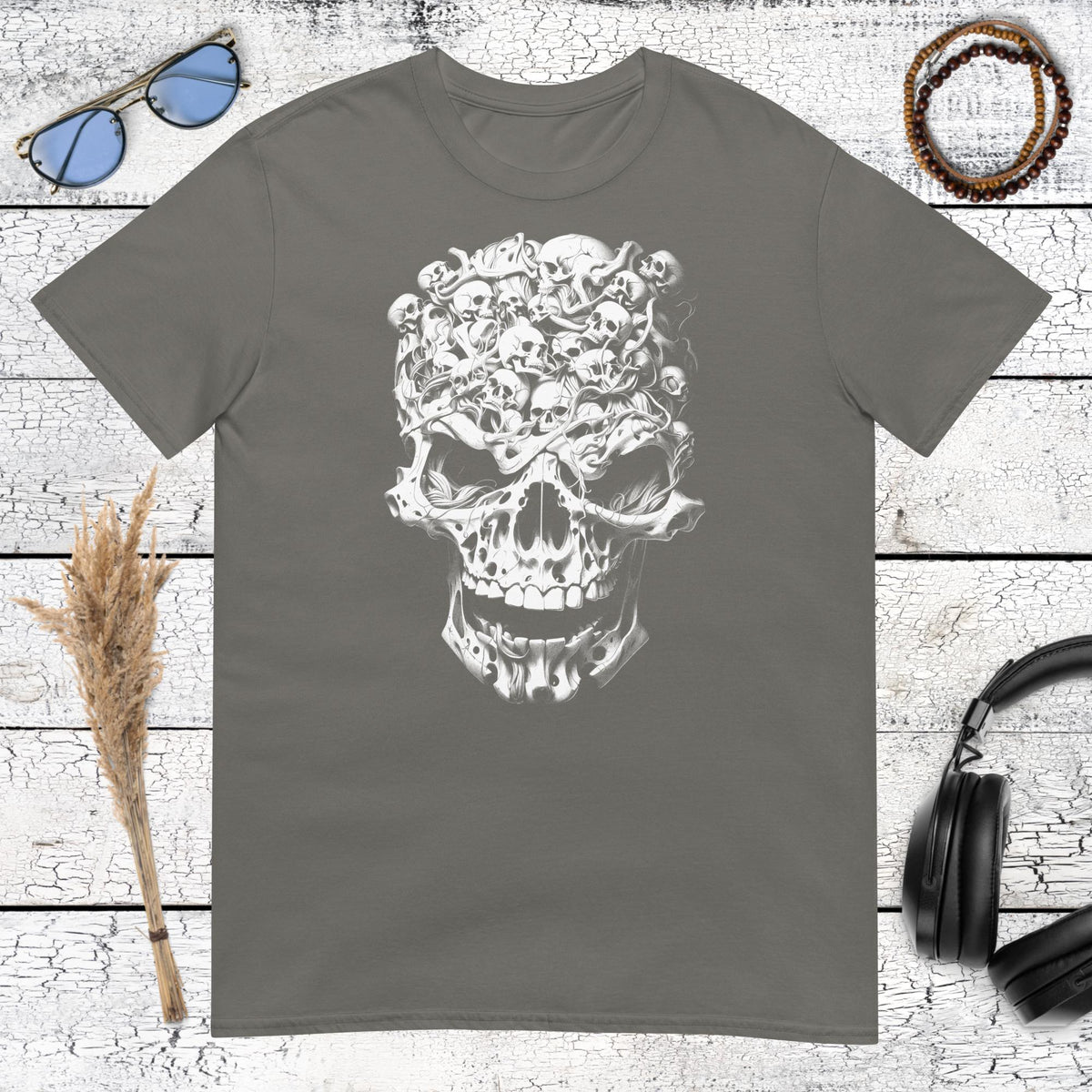 Skulls Within Skull T-Shirt – charcoal, front view