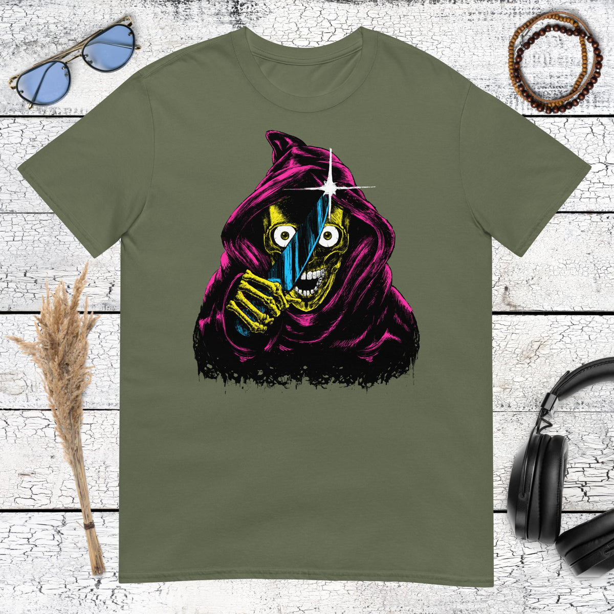 Neon Reaper T-Shirt – military green, front view