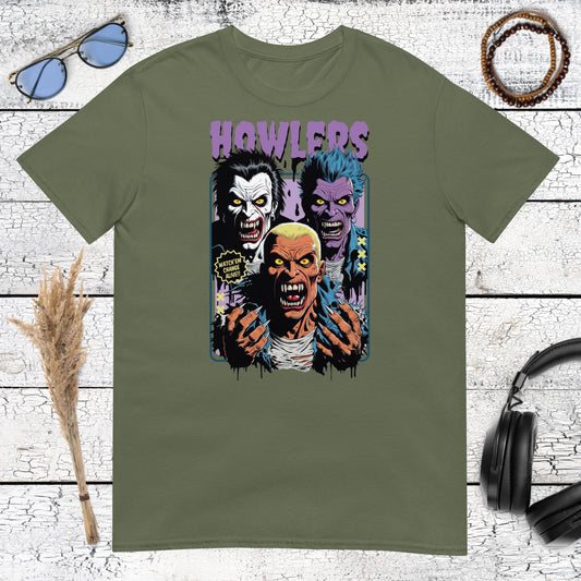 Howlers Vampire Horror T-Shirt – military green, front view