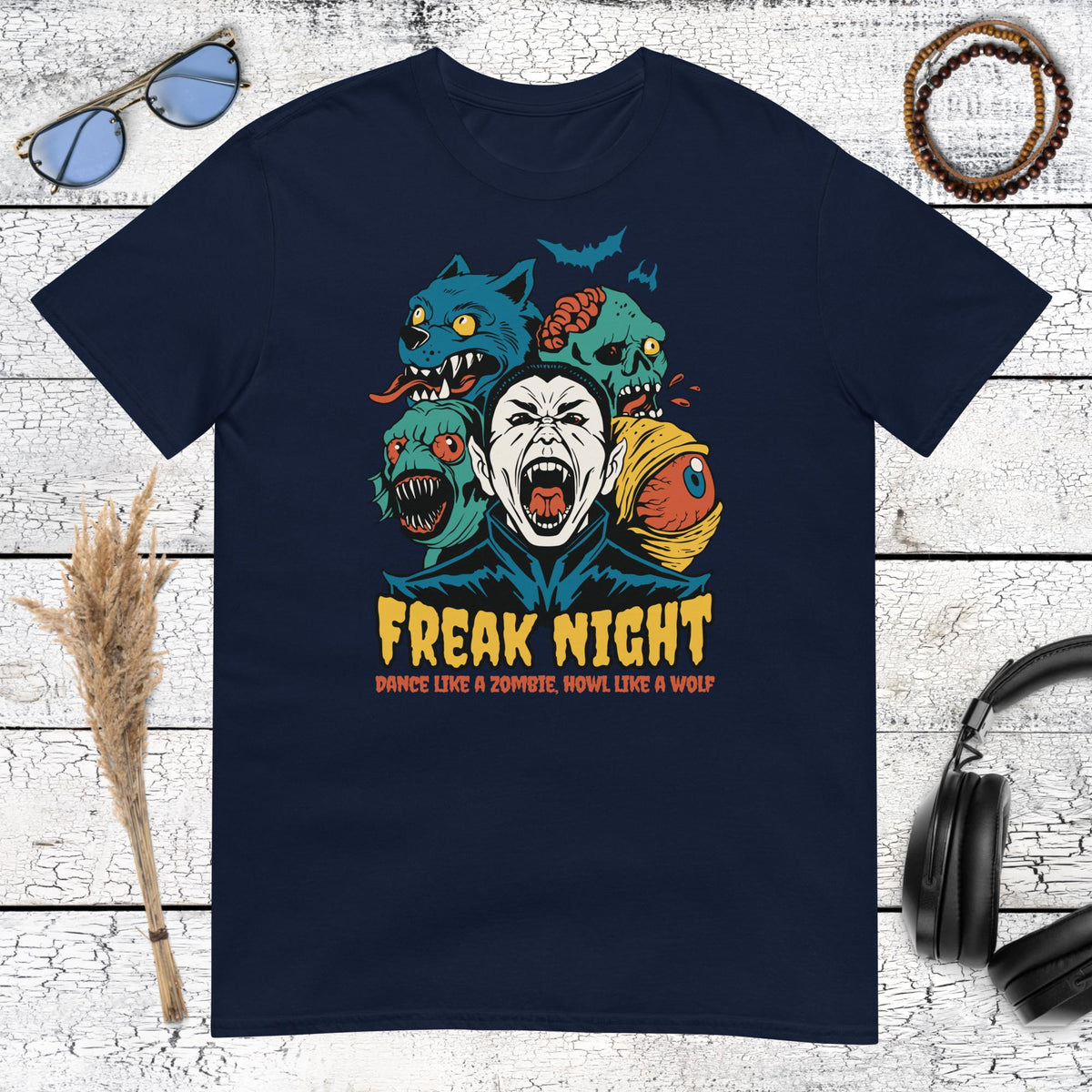 Freak Night Monster Party T-Shirt – navy, front view