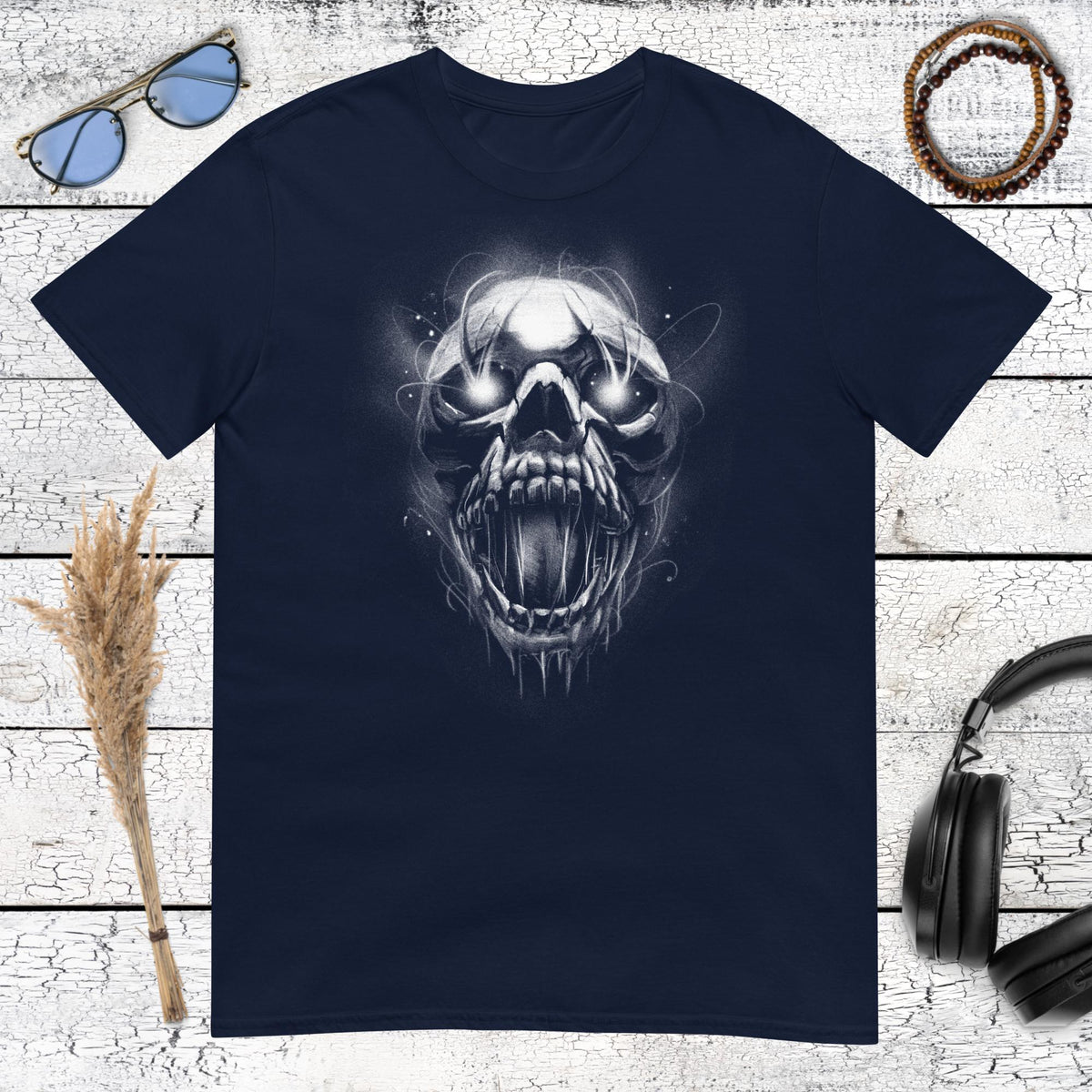 Dark Skull Horror T-Shirt – navy, front view