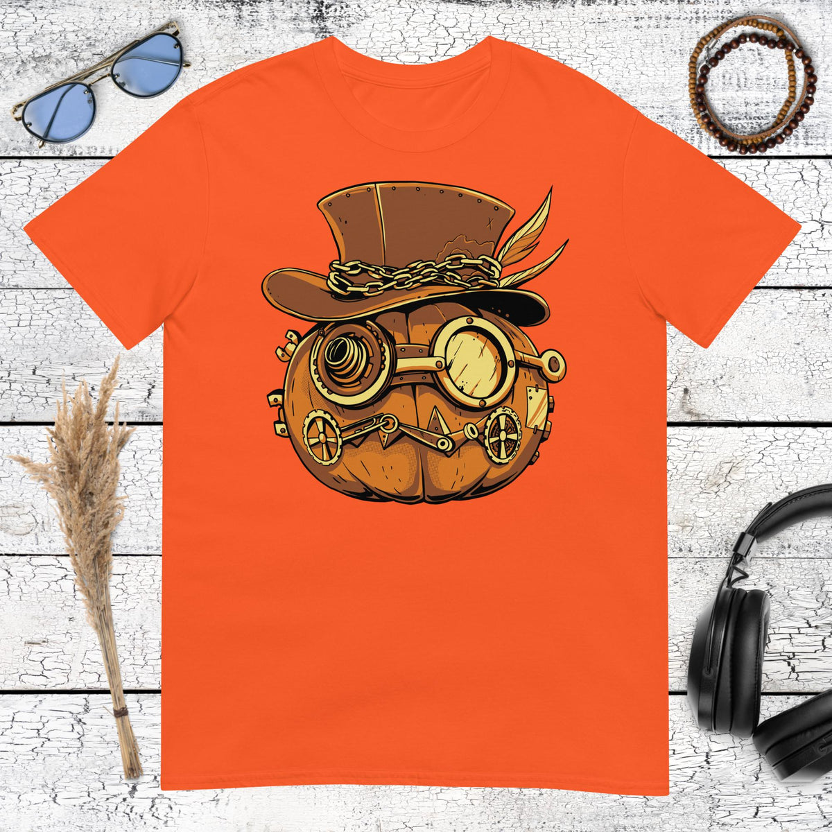 Steampunk Pumpkin Halloween T-Shirt – orange, front view
