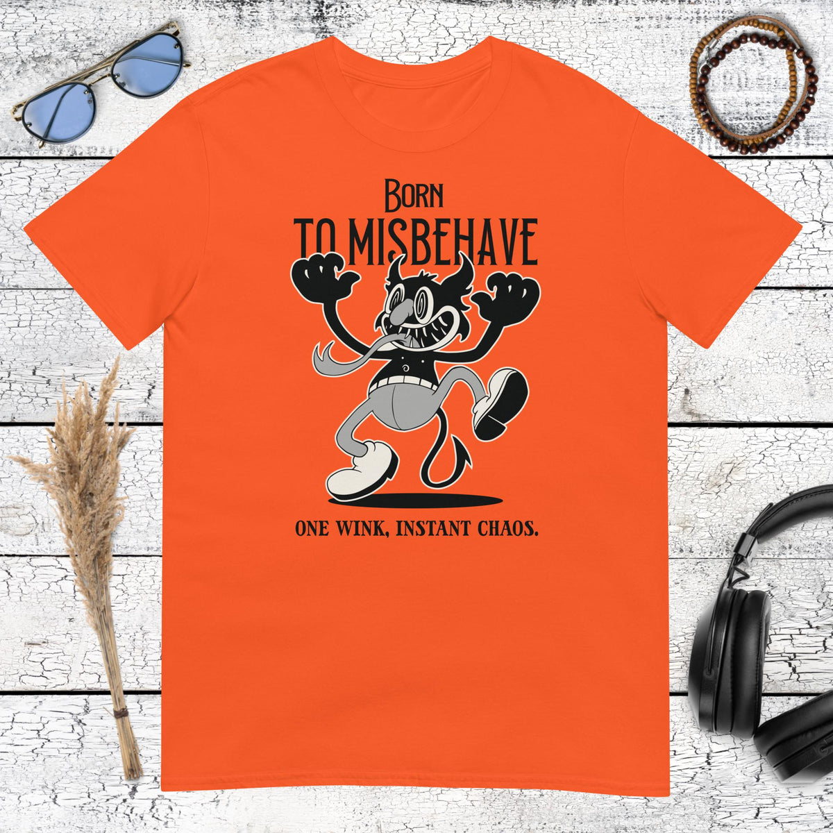 Born to Misbehave T-Shirt – orange, front view