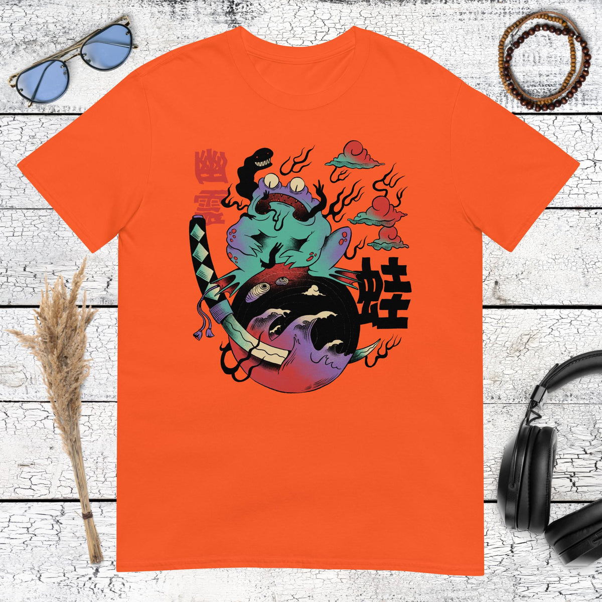 Japanese Yokai Frog T-Shirt – orange, front view