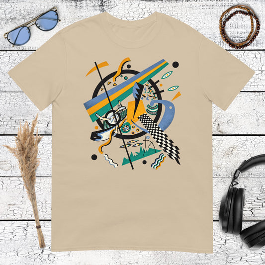 Kandinsky Inspired Abstract Shapes T-Shirt – sand, front view