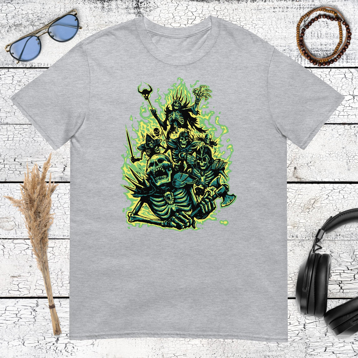Undead Army Skeleton Horror T-Shirt – sport grey, front view