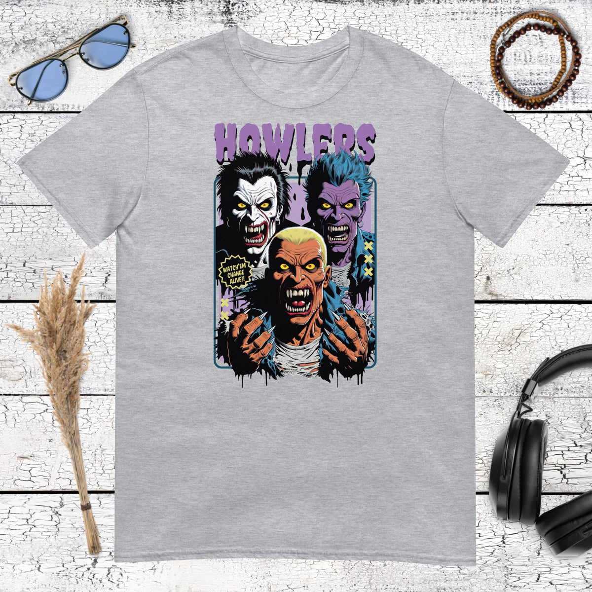 Howlers Vampire Horror T-Shirt – sport grey, front view