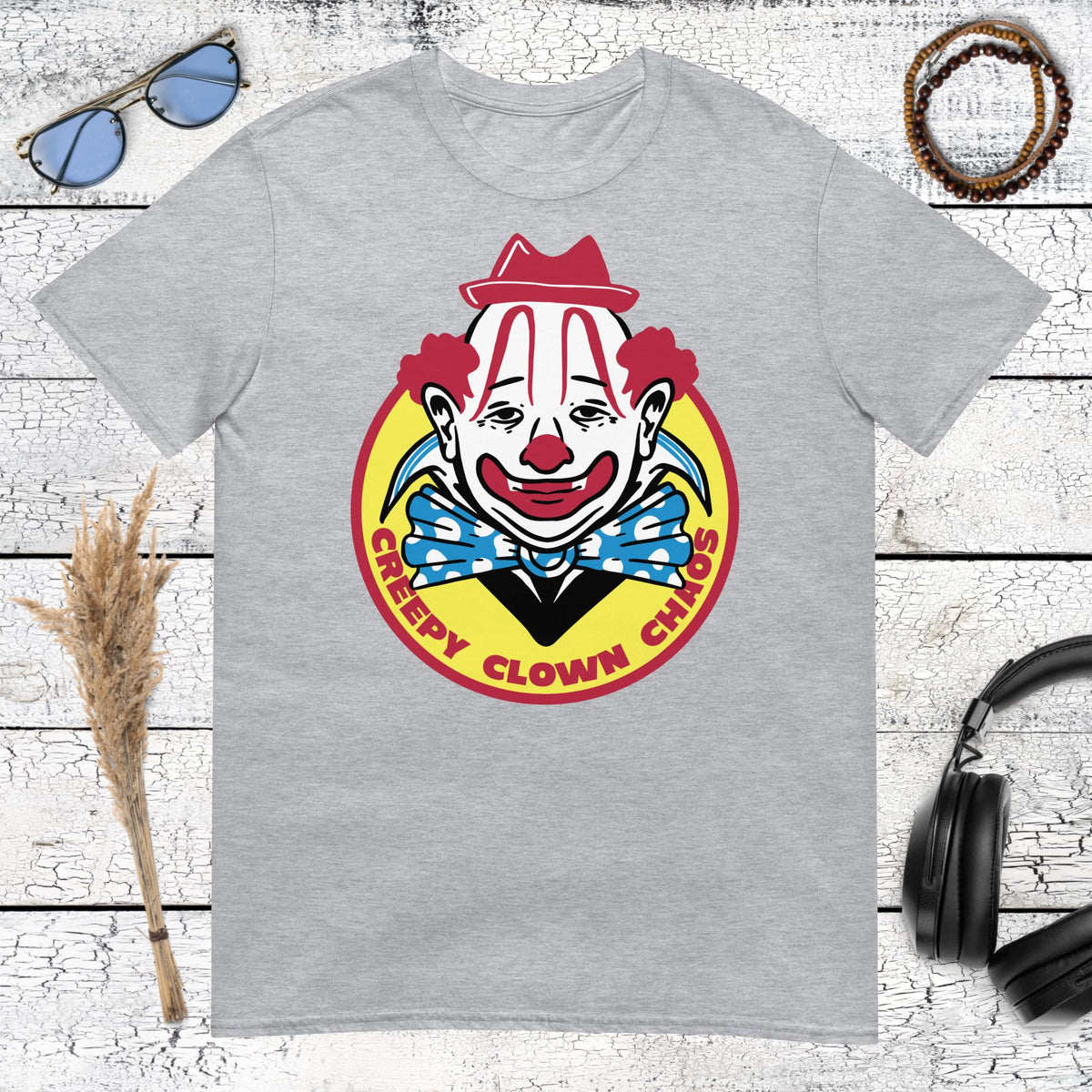 Creepy Clown Club T-Shirt – sport grey, front view