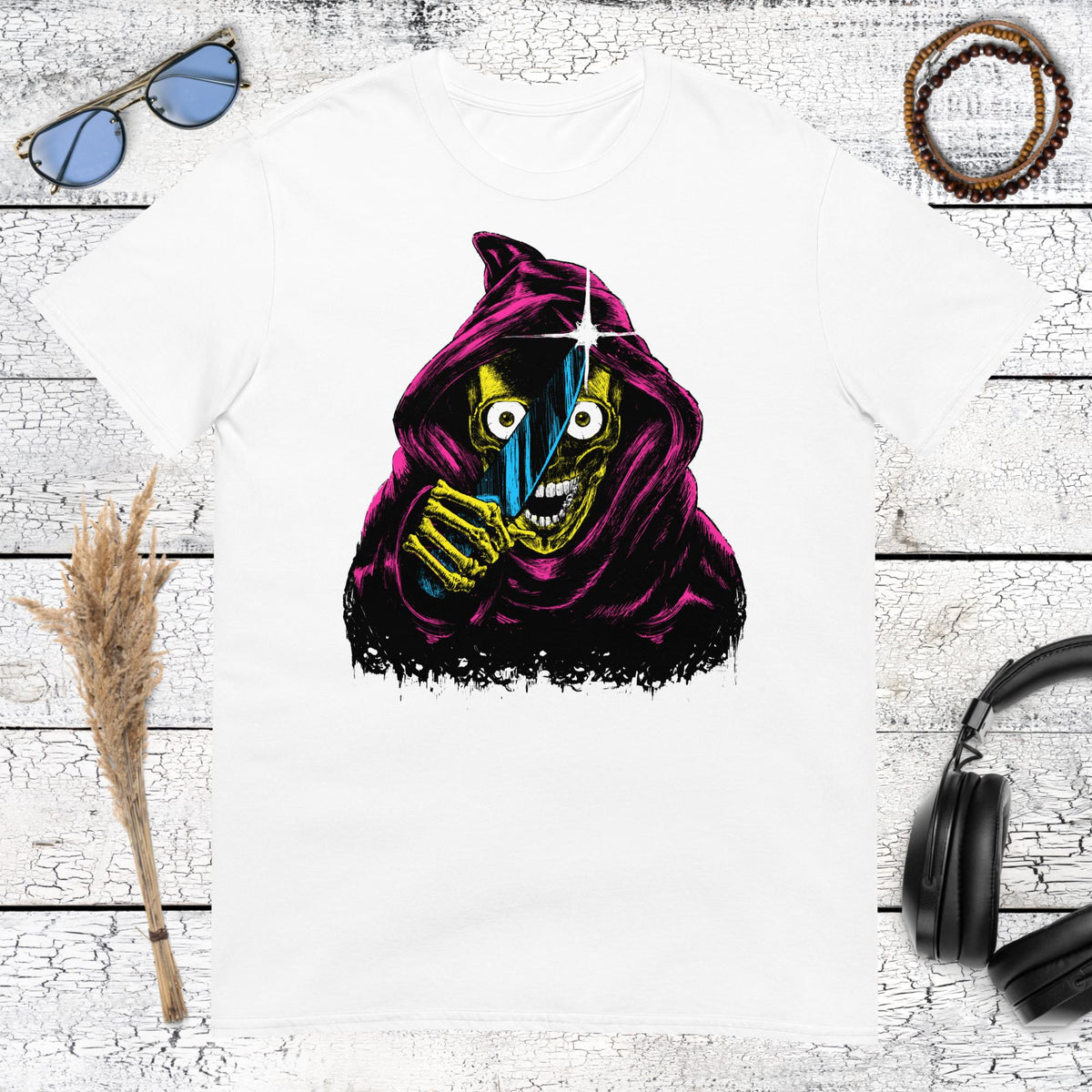 Neon Reaper T-Shirt – white, front view