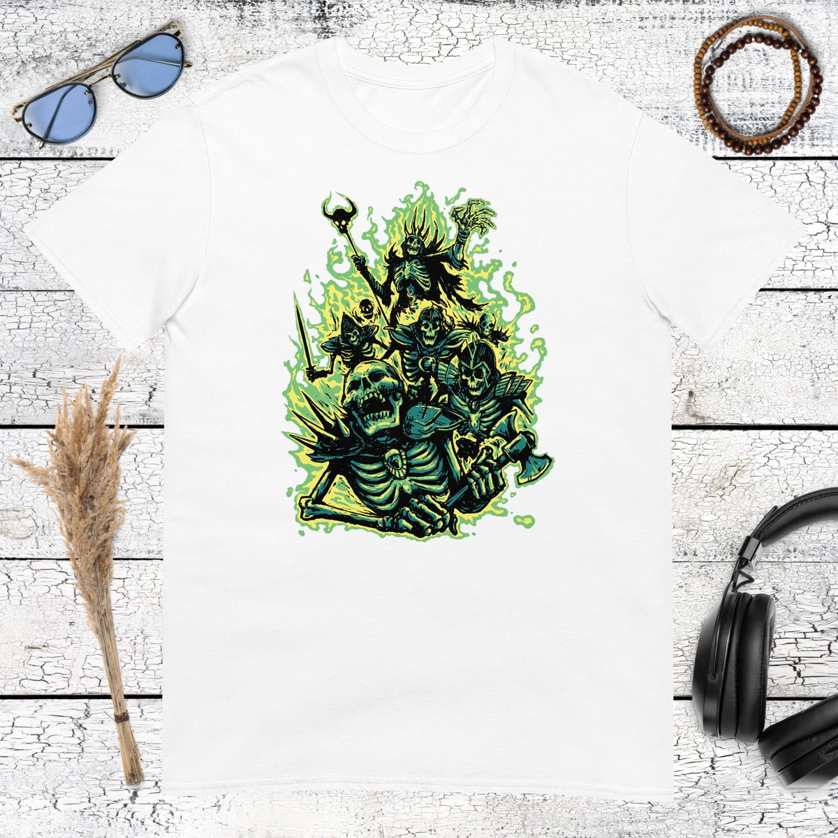 Undead Army Skeleton Horror T-Shirt – white, front view