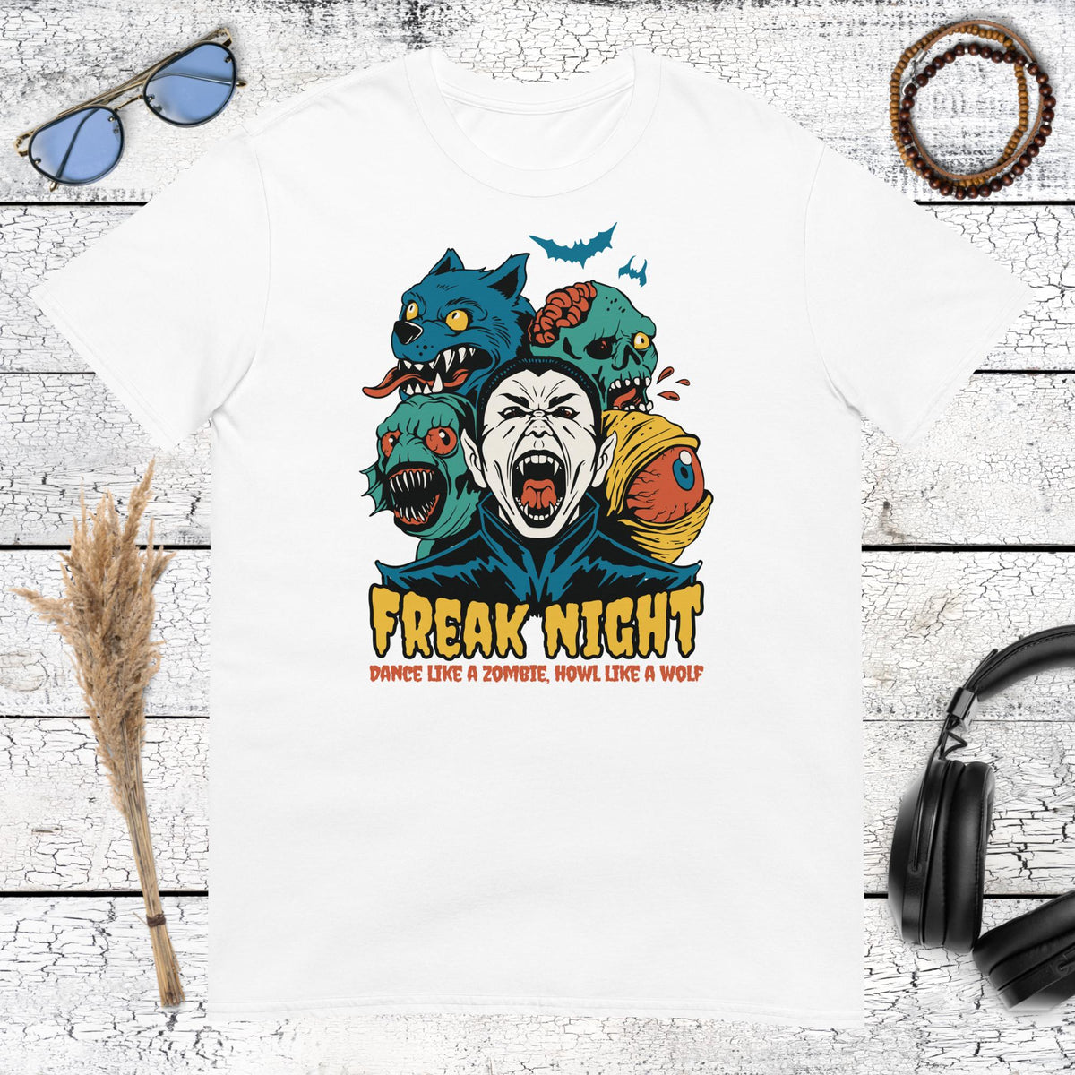 Freak Night Monster Party T-Shirt – white, front view