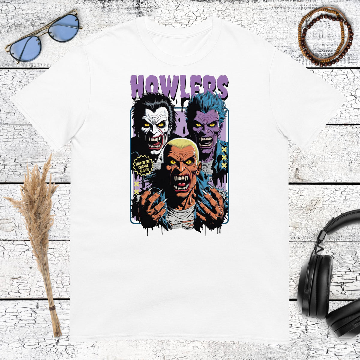 Howlers Vampire Horror T-Shirt – white, front view