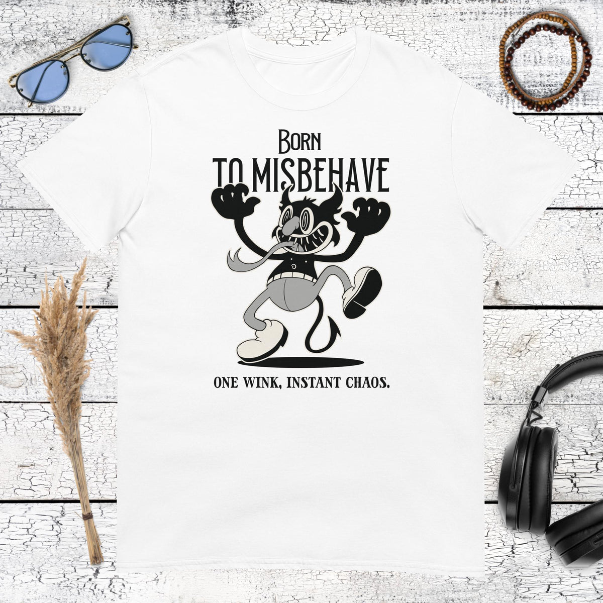 Born to Misbehave T-Shirt – white, front view