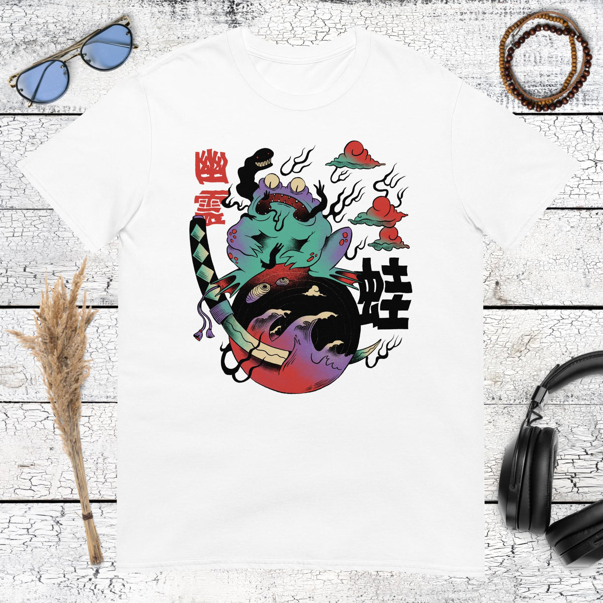 Japanese Yokai Frog T-Shirt – white, front view